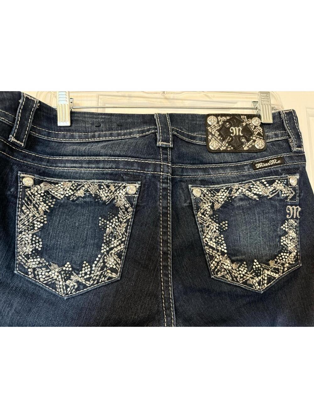 Miss Me Mid-Rise Easy Boot Jeans 28 x 31 Dark Wash Blue Denim JE8221ER - Picture 7 of 14